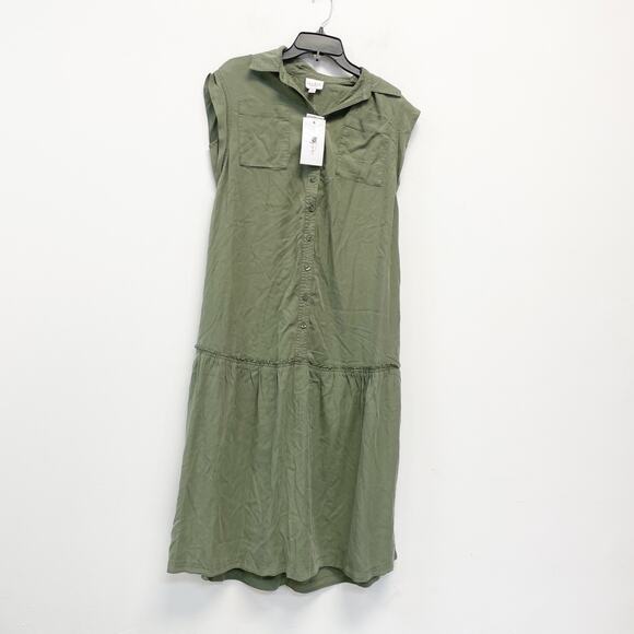 Isabel By Ingrid & Isabel Button-Front Belted Maxi Maternity Dress Green Size S - Picture 2 of 7